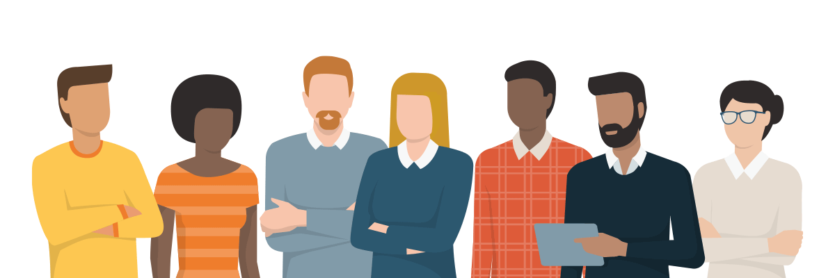 Digital rendering of a group of business people