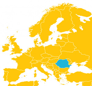 Map of Europe, highlighting Romania